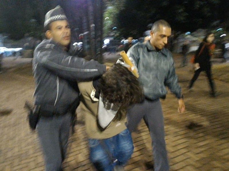 Regristos de violência policial foram feitos ao longo do protesto