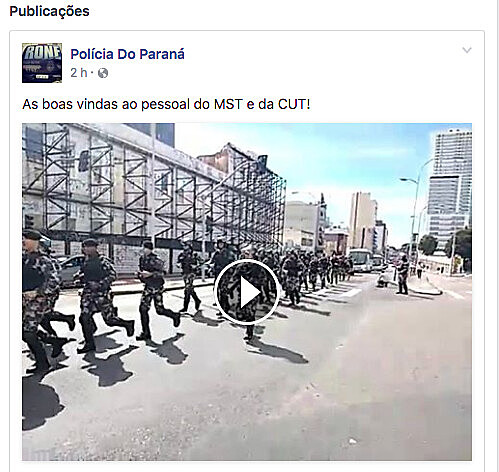 Postagens mostram marchas de policiais como "boas-vindas" a integrantes da CUT e do MST