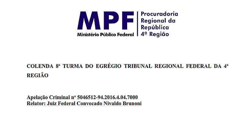 Cabeçalho da comunicação digital do MPF divulgada pelo El País Brasil