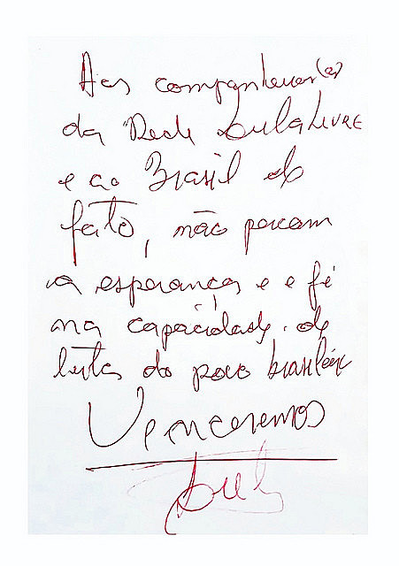 Lula wrote an optimistic message on Thursday