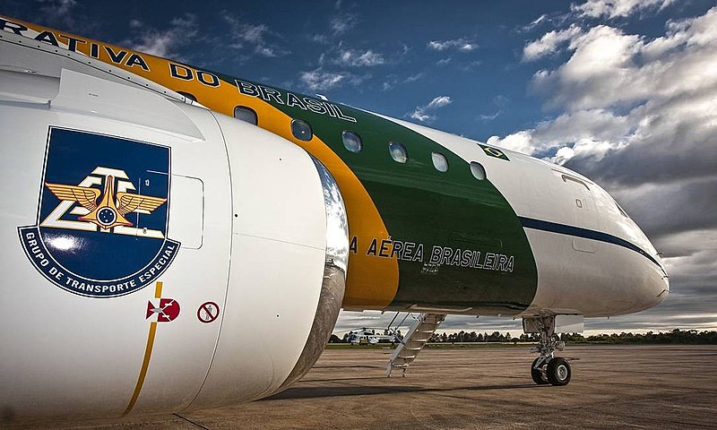 Avião Embraer 190, que faz parte do Grupo Especial de Transporte Especial da FAB
