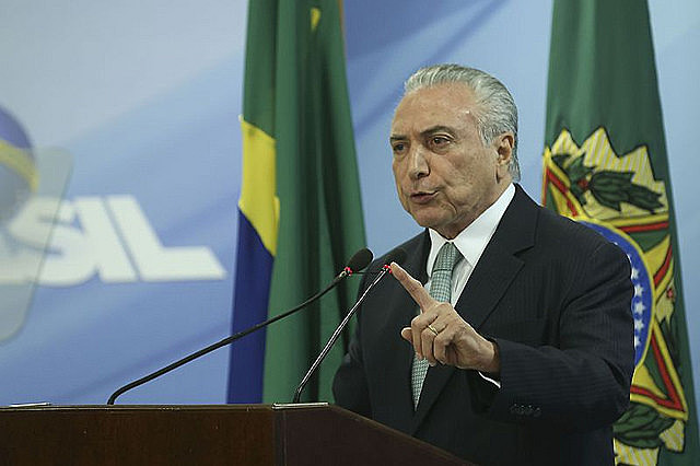 Temer durante el pronunciamento de este jueves (18), donde afirmó que no renunciará