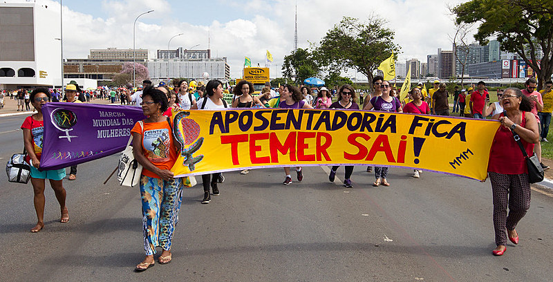 Manifestação na Esplanada dos Ministérios contra a reforma da Previdência e trabalhista, em 28 de abril