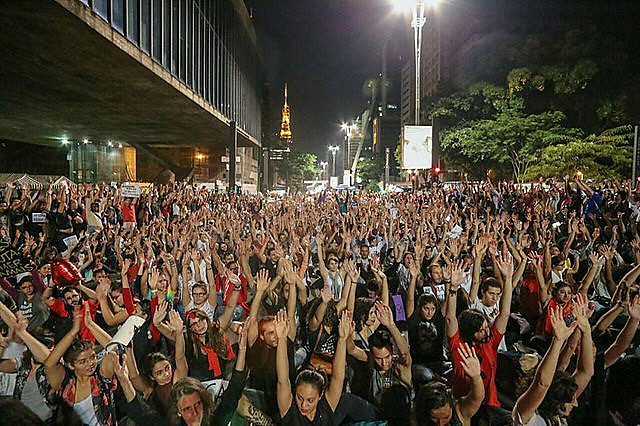 Protesta contra el presidente interino Michel Temer, en São Paulo