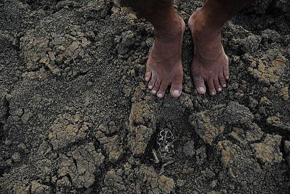 Estiaje en el reservorio de la comunidad en Quixadá, Sertão de Ceará
