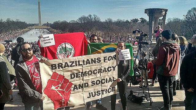 Manifestación en apoyo a Lula en la ciudad de Washington, en los Estados Unidos