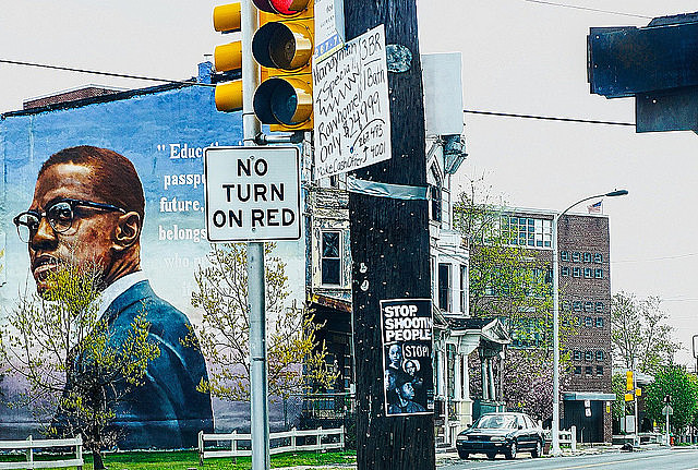 Mural na Filadélfia, no estado da Pensilvânia em homenagem a Malcom X