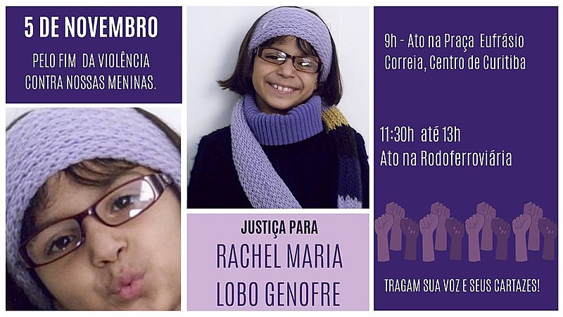 Rachel Maria Lobo Oliveira Genofre estaria hoje com 19 anos