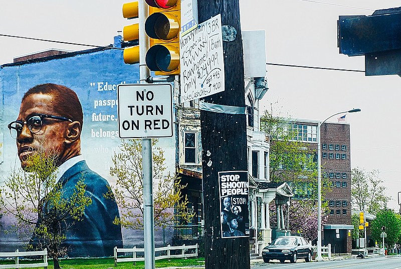 Mural na Filadélfia, no estado da Pensilvânia em homenagem a Malcom X