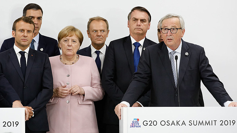 Bolsonaro participa da coletiva de Imprensa sobre o acordo Comercial entre União Europeia e Mercosul em Osaka, Japão