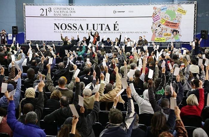 A atividade reuniu 600 delegados sindicais no Sindicato dos Bancários de São Paulo