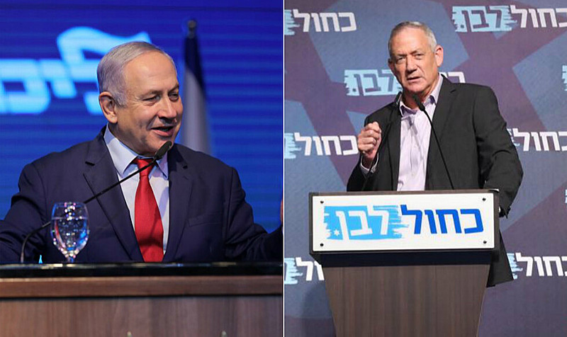 Partidos de Netanyahu (esq.) e Gantz disputam primeira colocação nas legislativas