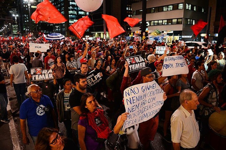 Protest against Brazil's former president Michel Temer in São Paulo, the country's largest city | August 2016