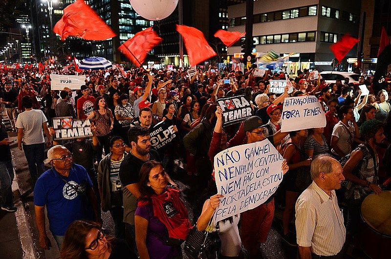 Protest against Brazil's former president Michel Temer in São Paulo, the country's largest city | August 2016