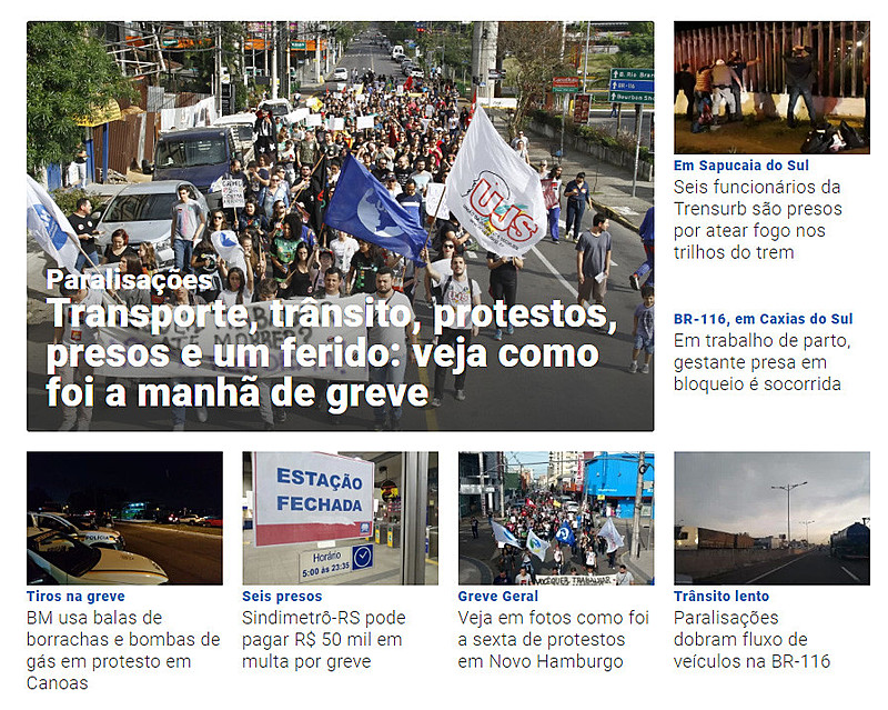 Detalhe das manchetes do Jornal NH, da Região Metropolitana de Porto Alegre