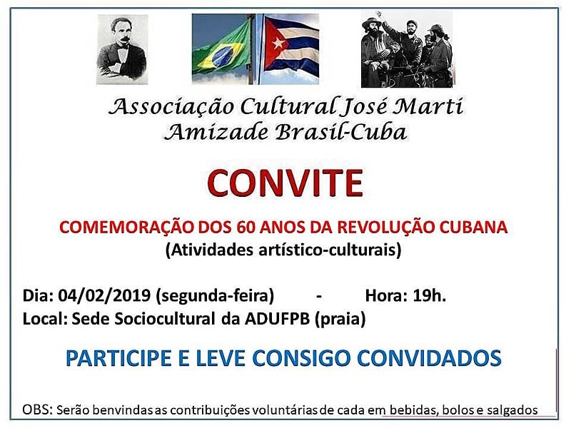 Evento Associação Jose Marti - Revolução Cubana, 60 anos