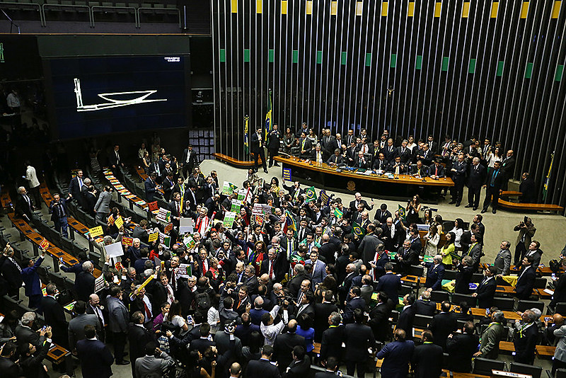 Votação do processo de impeachment da presidenta eleita Dilma Rousseff (PT) na Câmara dos Deputados em 2016