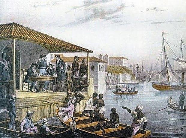 Desembarque de africanos sequestrados no Cais do Valongo, no Rio de Janeiro, em 1835