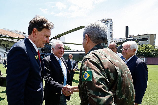 Reunión de trabajo sobre seguridad realizada el día siguiente al decreto de intervención federal; Temer llega a la Base Aérea de Galeão (RJ)
