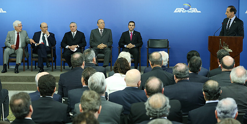 Presidente interino, Michel Temer, durante encontro com líderes empresariais