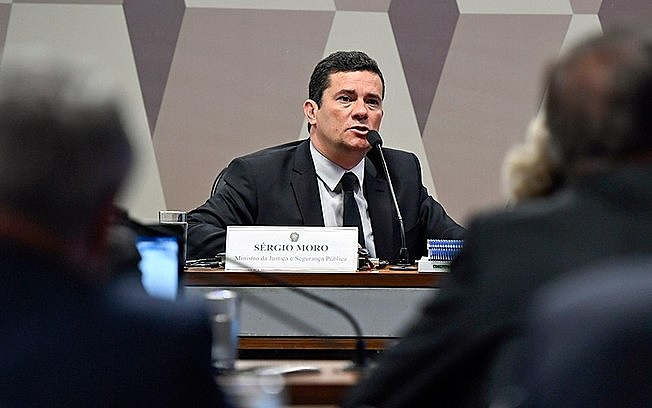 Ex-juiz e atual ministro da Justiça, Sérgio Moro, durante depoimento na CCJ da Câmara dos Deputados sobre as mensagens da ''Vaza-Jato''