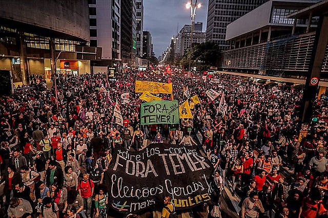 Manifestação "Fora, Temer" que reuniu 100 mil pessoas em São Paulo (SP) no último dia 4