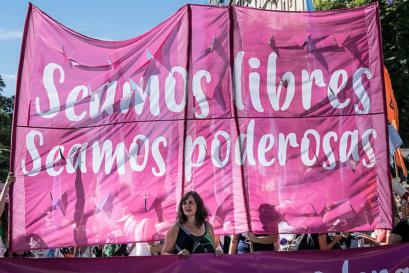 Manifestação do Dia Internacional de Luta das Mulheres em Buenos Aires, capital da Argentina, 2018