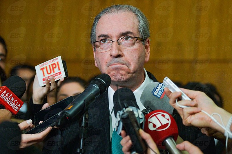 Eduardo Cunha durante coletiva de imprensa na Câmara em julho deste ano