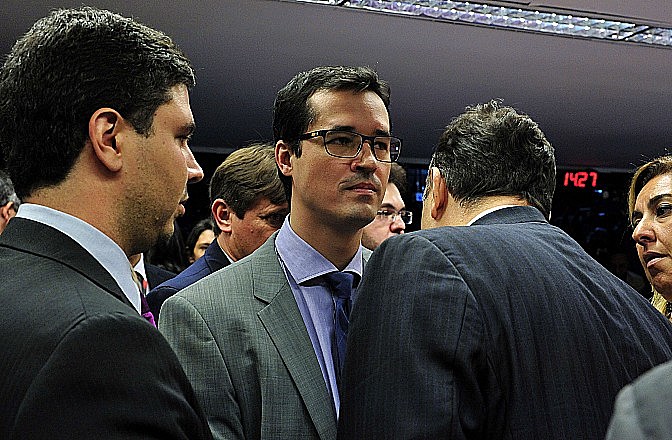 O chefe da Lava Jato, Delan Dallagnol, durante evento na Câmara dos Deputados