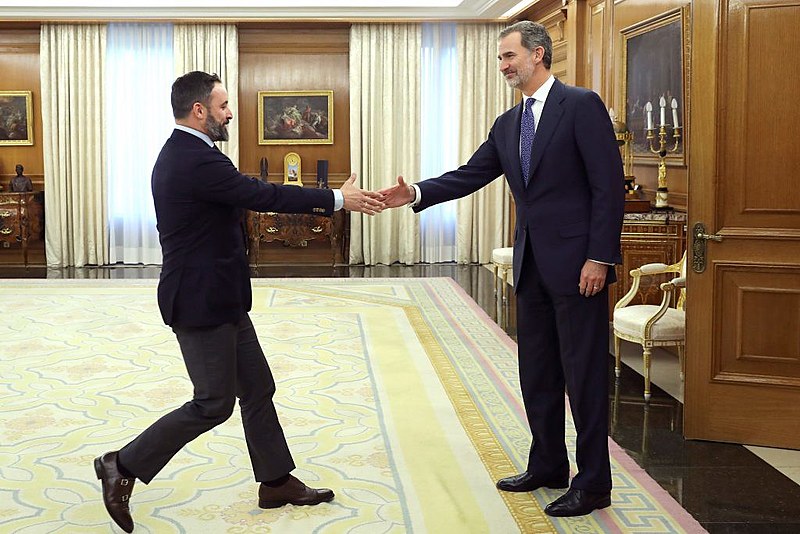 Líder do Vox, Santiago Abascal encontra com o rei da Espanha, Felipe VI, no Palácio Zarzuela em Madri