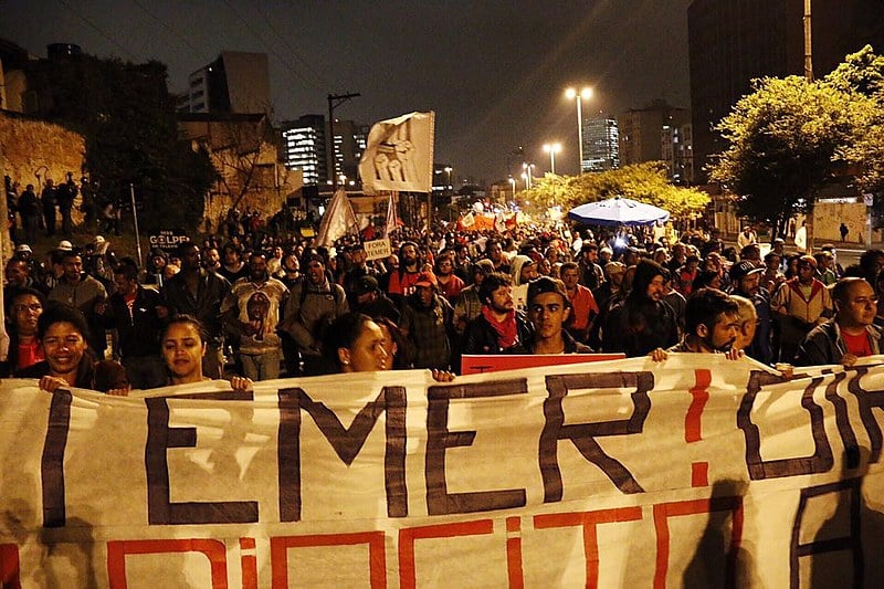 Ato em São Paulo em setembro deste ano: "Fora, Temer" foi a palavra de ordem do ano das entidades da Frente Brasil Popular