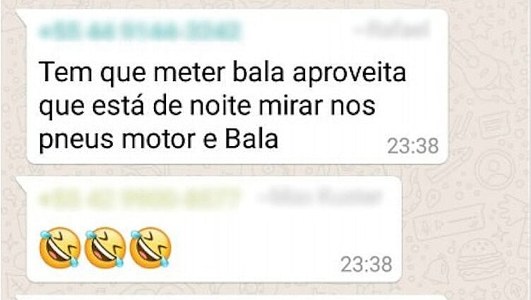 Print de uma das conversas do grupo "Caravana Contra Lula 26/03"