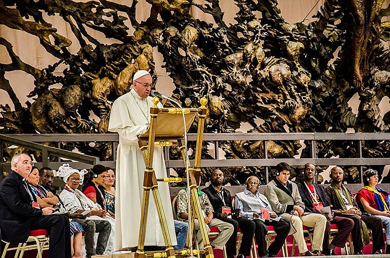 Papa Francisco durante 3° Encontro Mundial dos Movimentos Populares, em novembro de 2016, no Vaticano