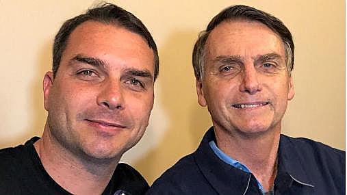 Rio de Janeiro senator-elect Flávio Bolsonaro (left) and his father, Brazilian president Jair Bolsonaro