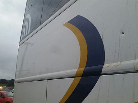 Bus with journalists covering the caravana was the target of an ambush