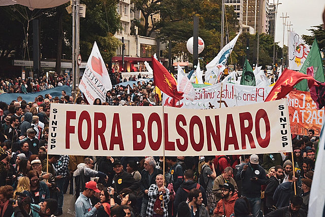 Protesta en la Avenida Paulista en la ciudad de São Paulo. Sugún un conteo del CNTE, hubo protestas en 208 municipios brasileños