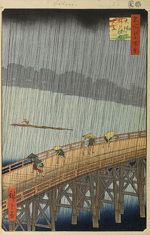"Chuvasca repentina na ponte Shin-Ohashi e Atake", de Utagawa Hiroshige