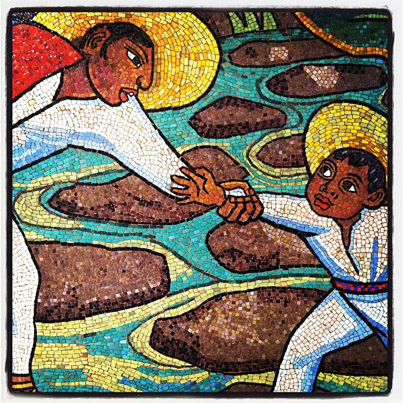 Fragmento do mural "Baño de Tehuantepec" ou "Baño en el Río", de Diego Rivera