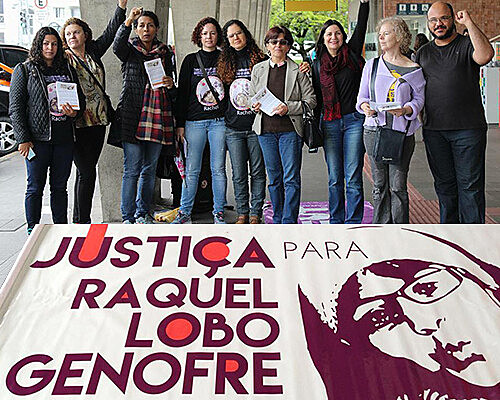 APP-Sindicato, União Brasileira de Mulheres, Marcha Mundial das Mulheres e CUT Paraná em protesto por justiça no caso Rachel Genofre, assass