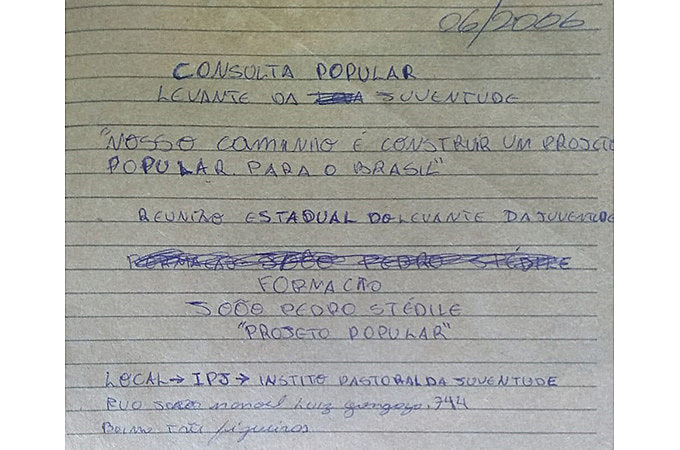 Anotações dos primeiros passos do movimento social