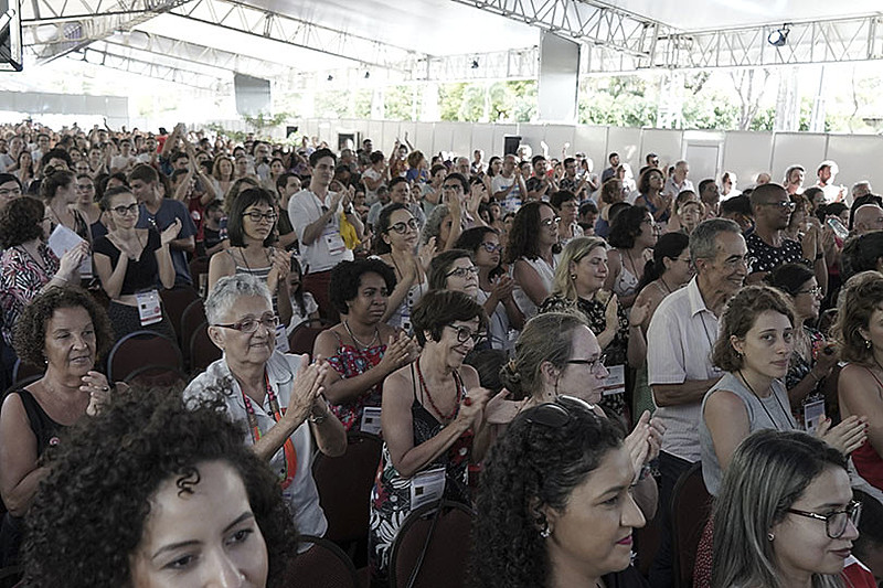 Durante a cerimônia de abertura do 8º Congresso de Ciências Sociais e Humanas em Saúde, na UFPB.