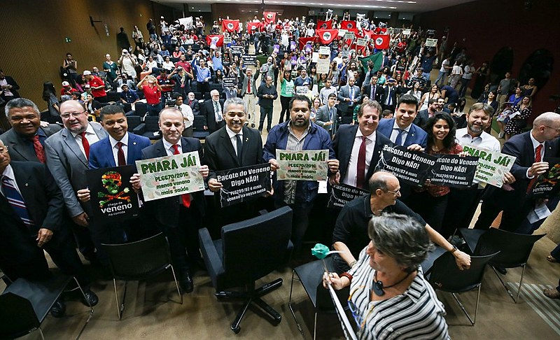Parlamentares e lideranças da sociedade durante o seminário na Câmara dos Deputados, em Brasília