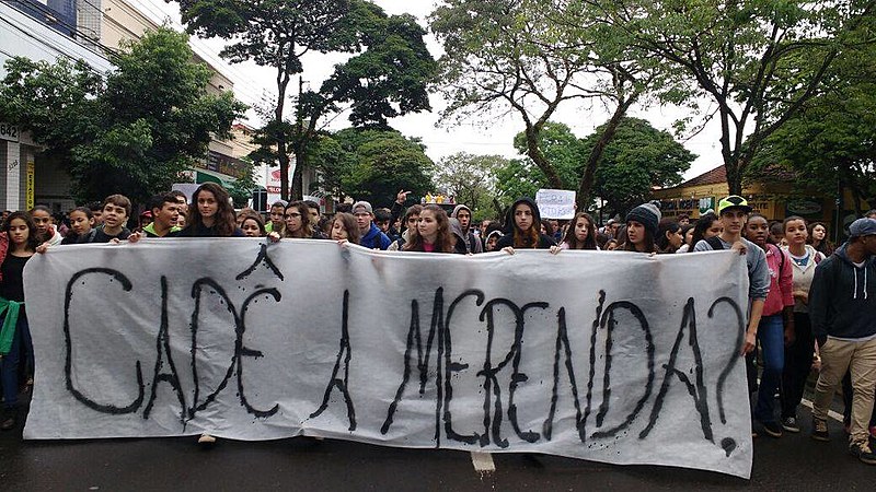 Antes da ocupação, cerca de 500 estudantes protestaram contra o governador Beto Richa (PSSB) e a vice-governadora Cida Borghetti (PP), pelo desvio de verbas que seriam destinadas a escolas do Paraná, esquema investigado na Operação Quadro Negro