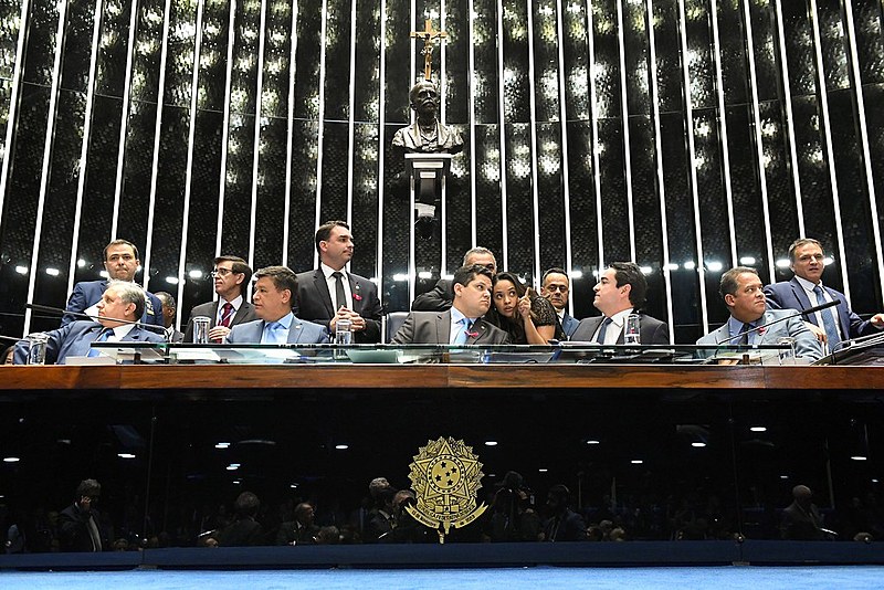 Mesa do Senado na votação em primeiro turno da reforma da Previdência