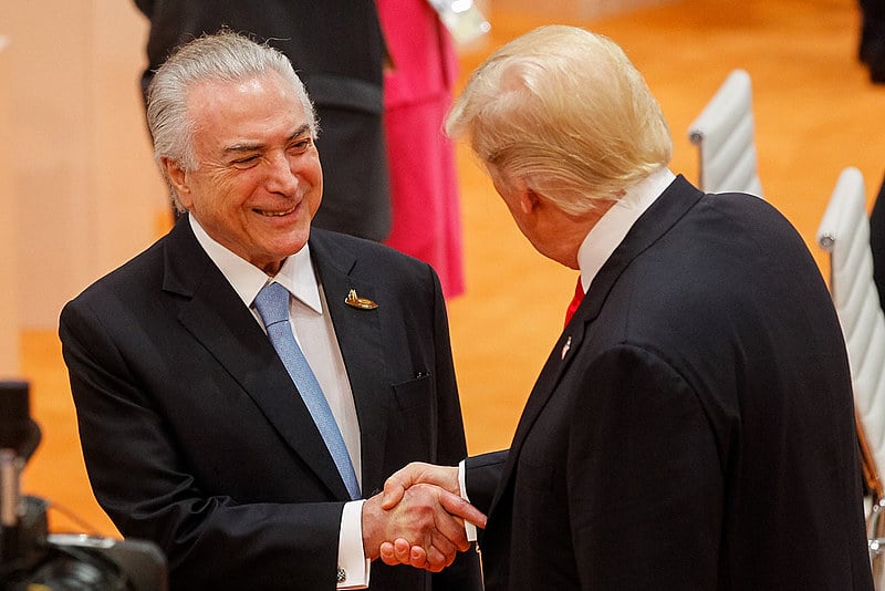 Michel Temer cumprimenta o Presidente dos Estados Unidos, Donald Trump