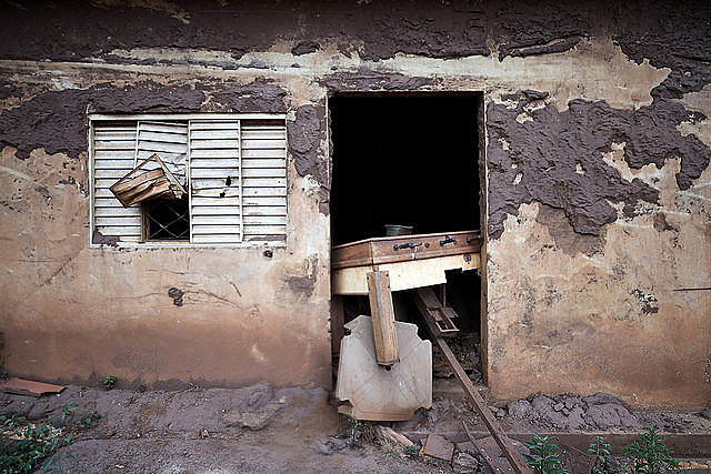 A local bar destroyed by the toxic mud that flooded down the Doce River after a Samarco dam collapsed in Minas Gerais