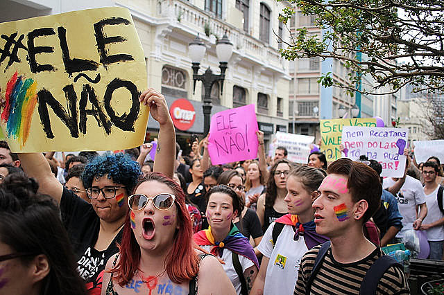 Brazilians took to the streets to protest against Bolosnaro's fascist project, with the "Ele Não" (Not Him) campaign