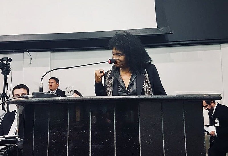 Maria do Socorro, presidenta da Cainquiama, durante sessão pública na Assembleia Legislativa do Pará realizada nesta segunda (12)