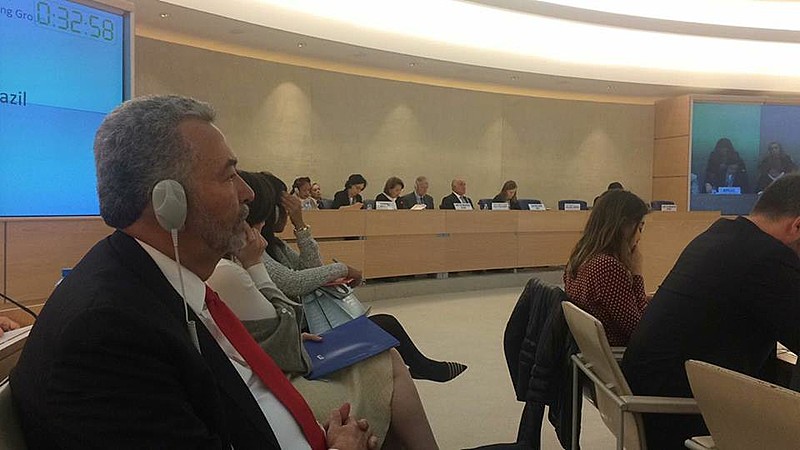 O parlamentar Paulão na assembleia da RPU da ONU sobre Direitos Humanos, em Genebra, representando a Comissão de Direitos Humanos e Minorias