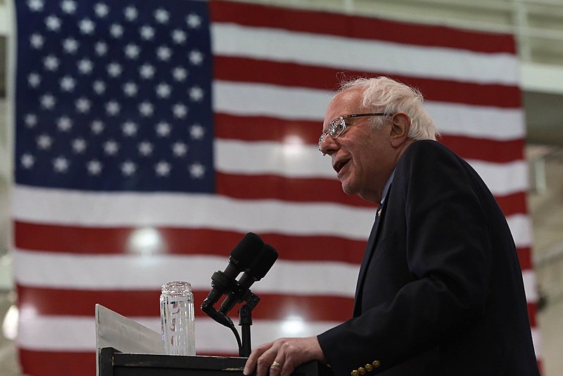 O pré-candidato democrata Bernie Sanders durante um evento de campanha em Nova Iorque